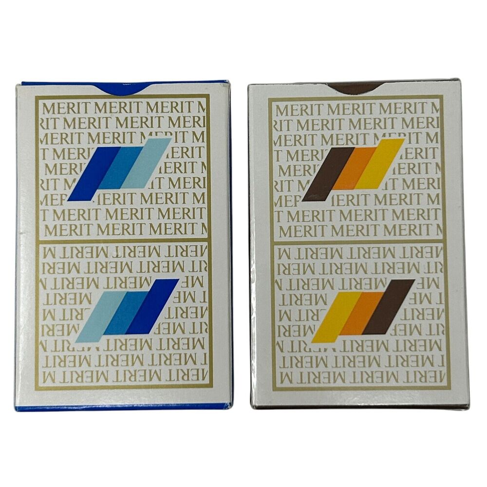 Lot of 2 Vintage 80s Merit Cigarettes Playing Cards Decks Tobacciana Promotional